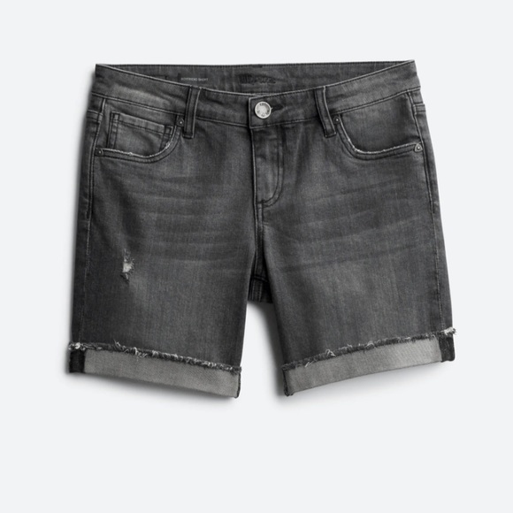 Kut from the Kloth Pants - Kut from the Kloth Distressed Cuffed Denim Boyfriend Short dark gray Sz 6